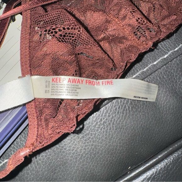 NWOT! Free People Intimately Free Everyday Lace Triangle Bra Burgundy Sz Medium - Picture 12 of 13